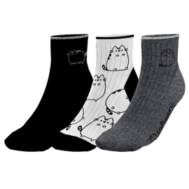 Pusheen enkelsokken met zilverdraad 3-pack maat 37-41