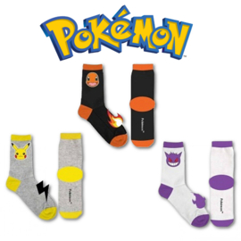 Pokémon socks Pikachu Charmander Gengar 3-pack 31-34