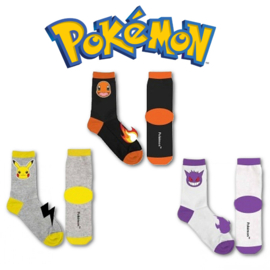 Pikachu, Glumanda und Gengar Socken 3er-Pack 23-26