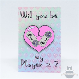 Retro Gaming Player2 Valentinstag Antrag Pin