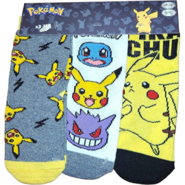 Pokémon socks Pikachu Squirtle Gengar 3-pack 23-26