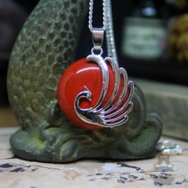 Phoenix necklace with red Agate natural stone