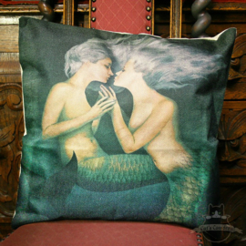Two beautiful silver haired mermaids pillowcase