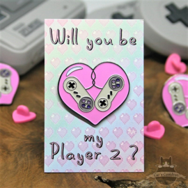 Retro Gaming Player2 Valentinstag Antrag Pin