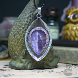 Retro necklace with natural stone Amethyst