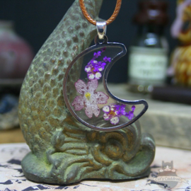 Dried flower necklace moon real flowers