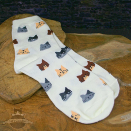 Cream socks with cat heads size 36-41