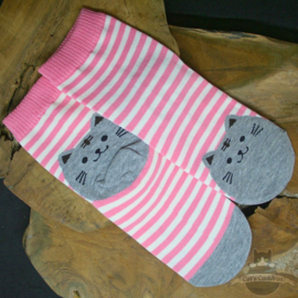 Cat socks 5 pairs pink lila and ecru size 35-39