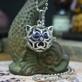 Cat head aroma diffuser necklace with lava stone