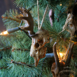 Kerstmis set van 4 schedel ornamenten