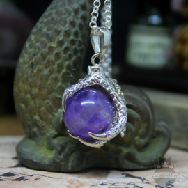 Drachenklau Halskette Natursteinkugel Amethyst