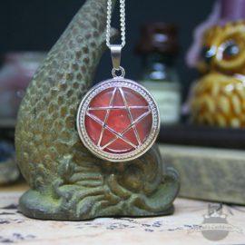 Pentagram natuursteen ketting Rozenkwarts