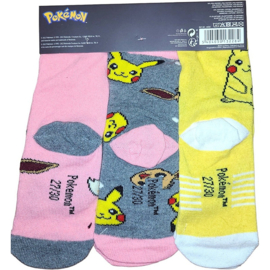 Pokémon children's socks Eevee Pikachu 3-pack 27-30