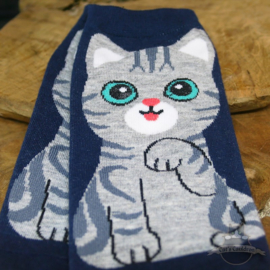 Blaue Sneakersocken American Shorthair Katze Größe 35-40