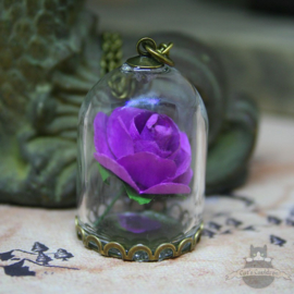 Purple rose in glass dome Beauty and the Beast necklace