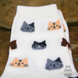 Cream socks with cat heads size 36-41