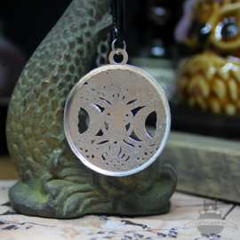 Tree of life necklace with pentagram silver colored