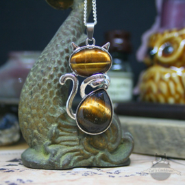Cat with Tiger Eye natural stone necklace