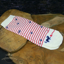 Cream striped cat socks with small paw prints size 35-40