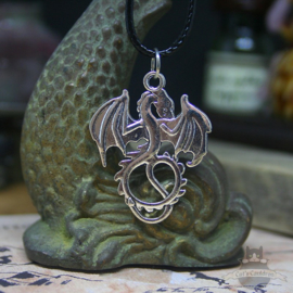 Silver colored dragon necklace