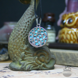 Natuursteen ketting twee katten Turquoise