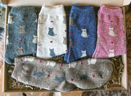 Warm cat socks 5 pairs size 36-40
