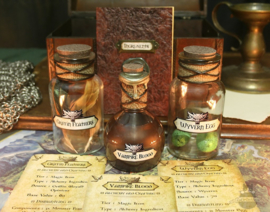 Witcher potion set Wyvern Egg, Griffin Feathers, Vampire Blood