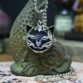 Cat head aroma diffuser necklace with lava stone