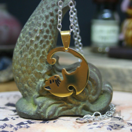 Double Yin Yang friendship necklace gold colored BFF