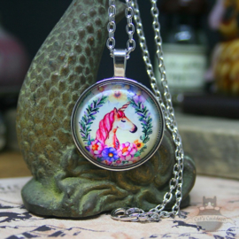 Unicorn necklace with flowers and garland