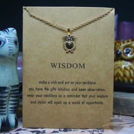 Owl WISDOM spiritual necklace on card