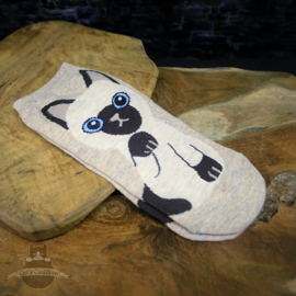 Beige sneaker socks Siamese cat size 35-40