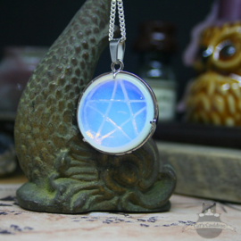 Pentagramm Halskette Naturstein Opal