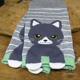 Grey sneaker socks with grey cat size 35-40