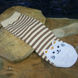 Brown striped socks with beige cat size 36-41