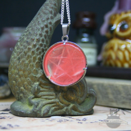 Pentagram natuursteen ketting Rozenkwarts