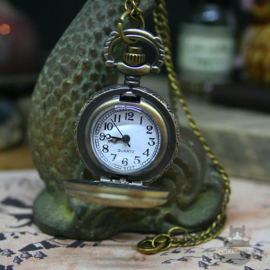 Pocket watch old style bronze look with long chain