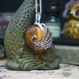 Phoenix necklace with Tiger Eye natural stone