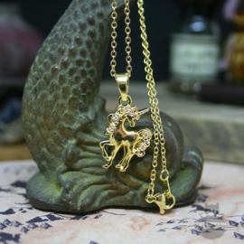 Kleine eenhoorn fantasy ketting in goud kleur