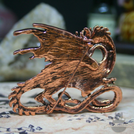 Large fantasy dragon brooch copper colored