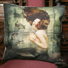 Mermaid holding a large pearl pillowcase