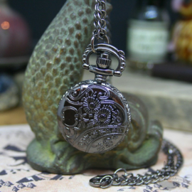 Pocket watch old style in anthracite with long chain