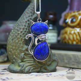 Cat with Sodalite natural stone necklace