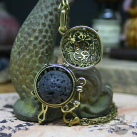 Round owl diffuser necklace bronze colored