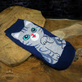 Blaue Sneakersocken American Shorthair Katze Größe 35-40