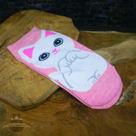 Rosa Sneakersocken mit Turkish Angora Katze Größe 35-40