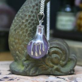 Spiritual necklace of two hands holding an Amethyst sphere