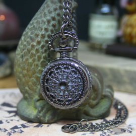 Pocket watch old style in anthracite with long chain