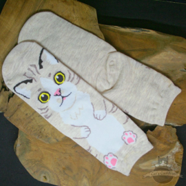 Cat socks 5 pairs cream and beige size 36-40