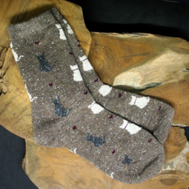 Warme bruine sokken met katjes maat 36-40